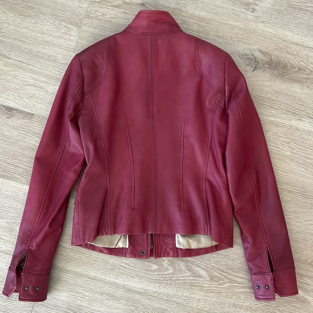 Banana Republic Burgundy Leather Jacket in XS - Picture 7 of 16